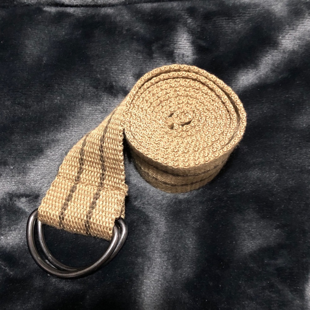 Tan Canvas Belt with Metal Double D-Rings